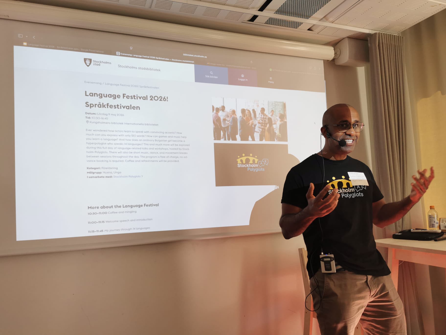 Presenting the Language Festival at Stockholm City Library